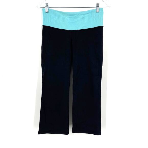 Lululemon Gather and Crow Crop Pant Black and Blue Size 6 - Picture 1 of 5